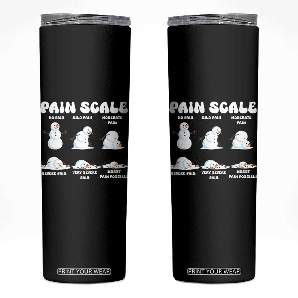 Funny Snowman Pain Scale Christmas Skinny Tumbler Melting Snowman Holiday Humor TS02 Black Print Your Wear