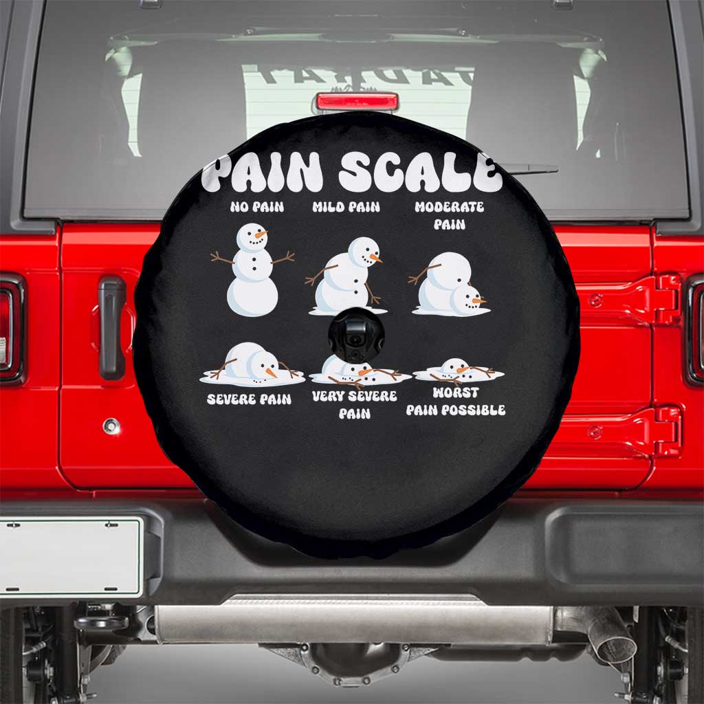 Funny Snowman Pain Scale Christmas Spare Tire Cover Melting Snowman Holiday Humor TS02 Black Print Your Wear