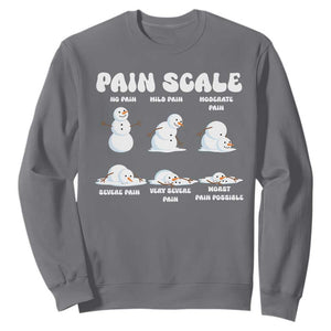 Funny Snowman Pain Scale Christmas Sweatshirt Melting Snowman Holiday Humor TS02 Charcoal Print Your Wear