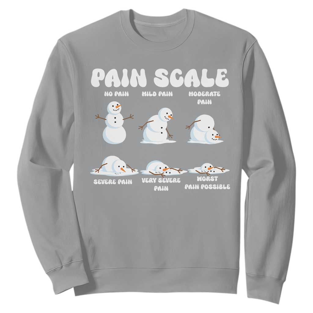 Funny Snowman Pain Scale Christmas Sweatshirt Melting Snowman Holiday Humor TS02 Sport Gray Print Your Wear