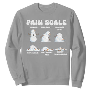 Funny Snowman Pain Scale Christmas Sweatshirt Melting Snowman Holiday Humor TS02 Sport Gray Print Your Wear