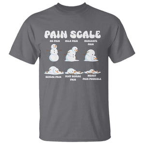 Funny Snowman Pain Scale Christmas T Shirt Melting Snowman Holiday Humor TS02 Charcoal Print Your Wear