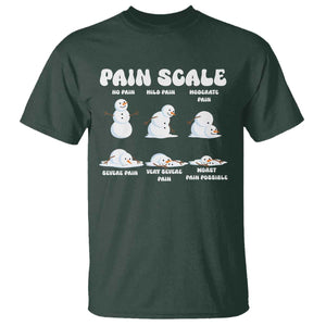 Funny Snowman Pain Scale Christmas T Shirt Melting Snowman Holiday Humor TS02 Dark Forest Green Print Your Wear