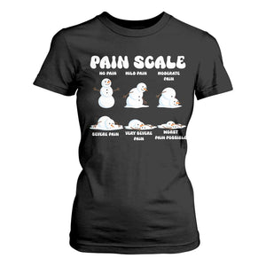 Funny Snowman Pain Scale Christmas T Shirt For Women Melting Snowman Holiday Humor TS02 Black Print Your Wear