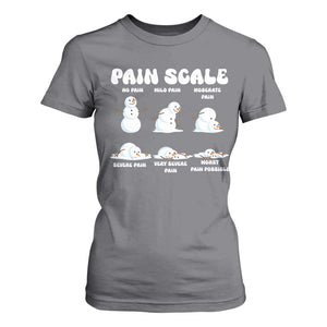 Funny Snowman Pain Scale Christmas T Shirt For Women Melting Snowman Holiday Humor TS02 Charcoal Print Your Wear