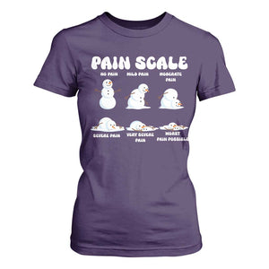 Funny Snowman Pain Scale Christmas T Shirt For Women Melting Snowman Holiday Humor TS02 Purple Print Your Wear