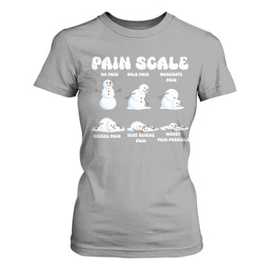 Funny Snowman Pain Scale Christmas T Shirt For Women Melting Snowman Holiday Humor TS02 Sport Gray Print Your Wear