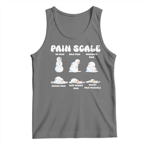 Funny Snowman Pain Scale Christmas Tank Top Melting Snowman Holiday Humor TS02 Black Heather Print Your Wear