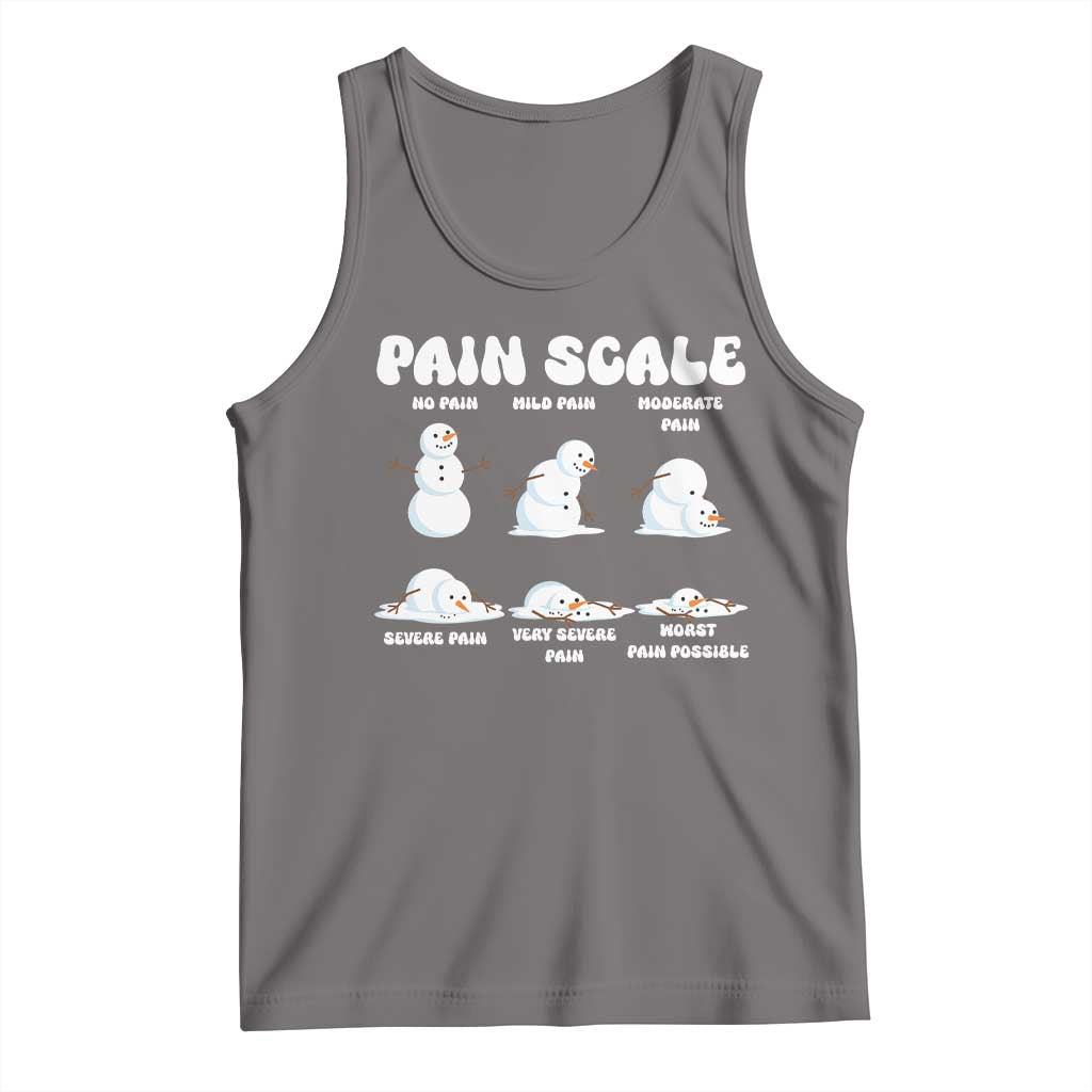 Funny Snowman Pain Scale Christmas Tank Top Melting Snowman Holiday Humor TS02 Deep Heather Print Your Wear