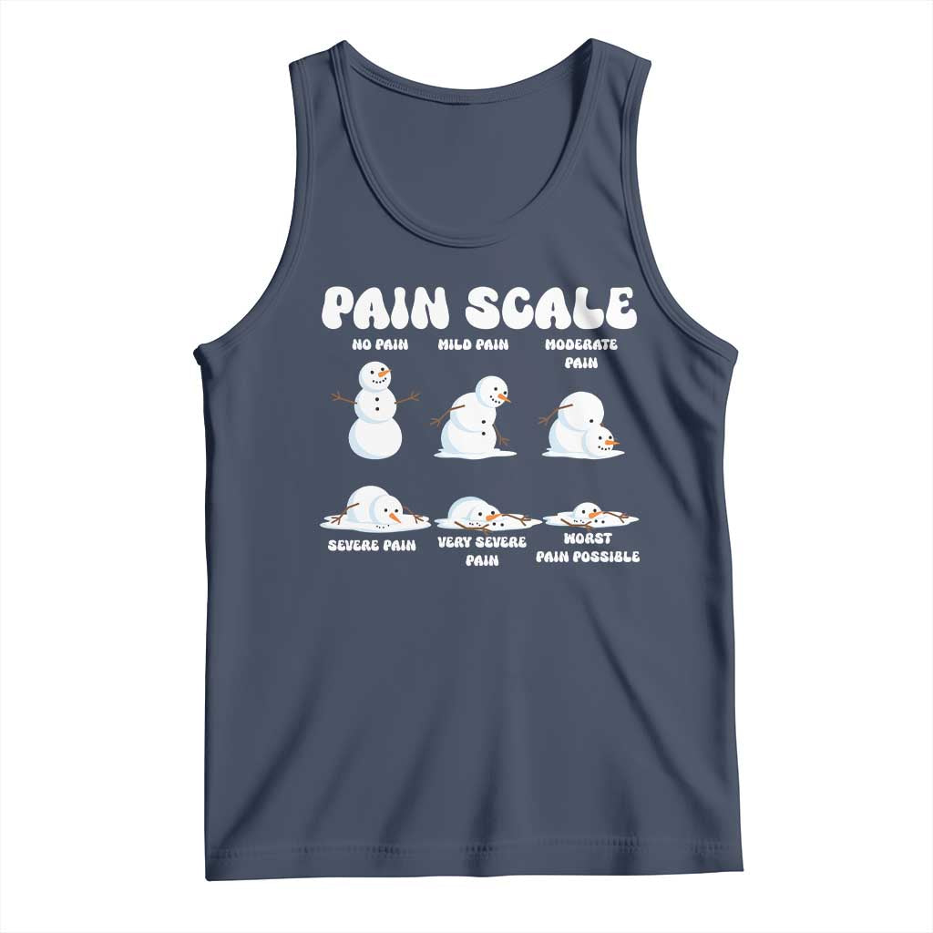 Funny Snowman Pain Scale Christmas Tank Top Melting Snowman Holiday Humor TS02 Navy Print Your Wear