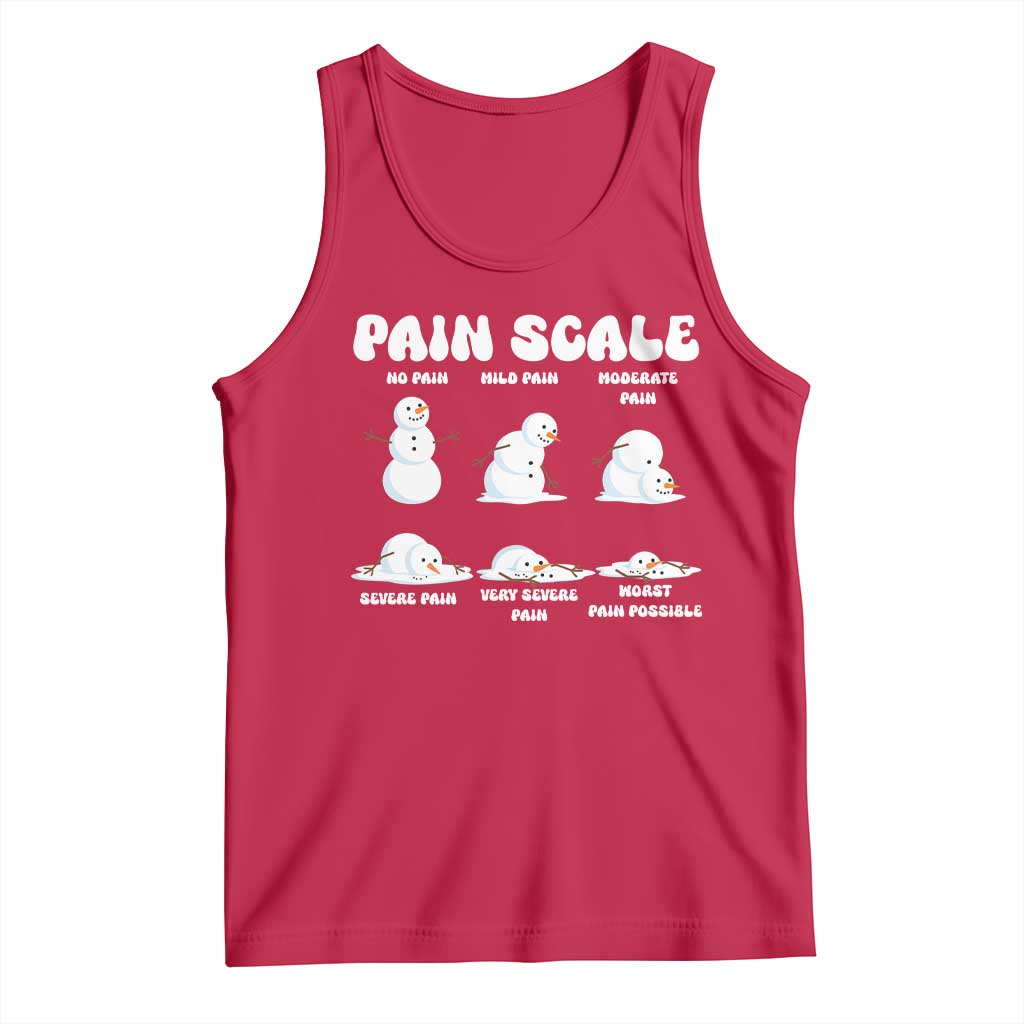 Funny Snowman Pain Scale Christmas Tank Top Melting Snowman Holiday Humor TS02 Red Print Your Wear