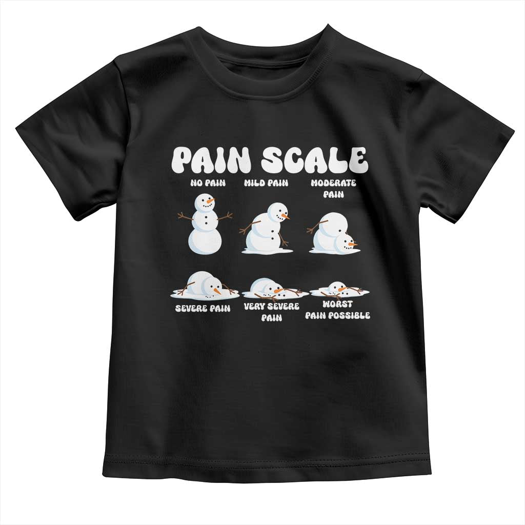 Funny Snowman Pain Scale Christmas Toddler T Shirt Melting Snowman Holiday Humor TS02 Black Print Your Wear