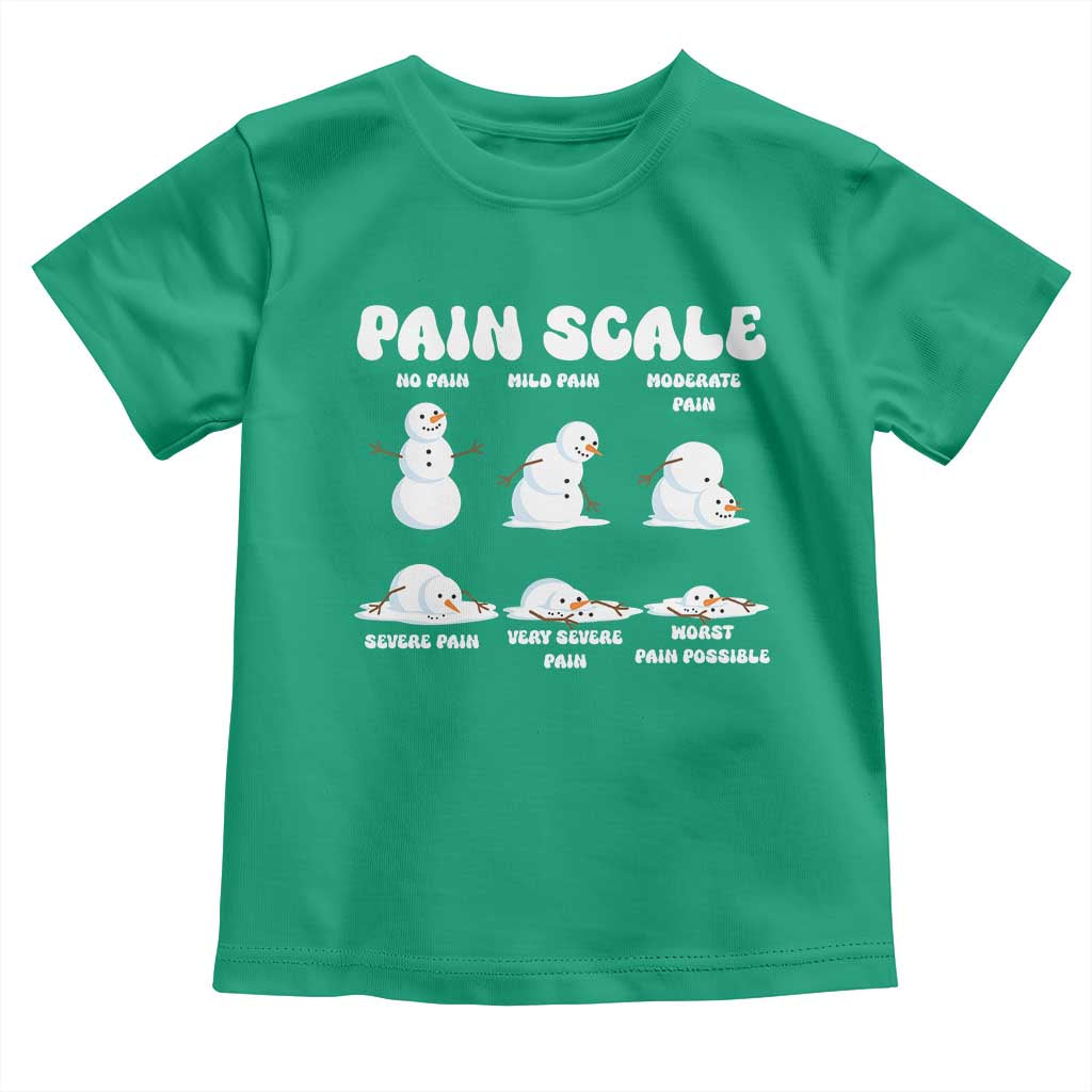 Funny Snowman Pain Scale Christmas Toddler T Shirt Melting Snowman Holiday Humor TS02 Irish Green Print Your Wear