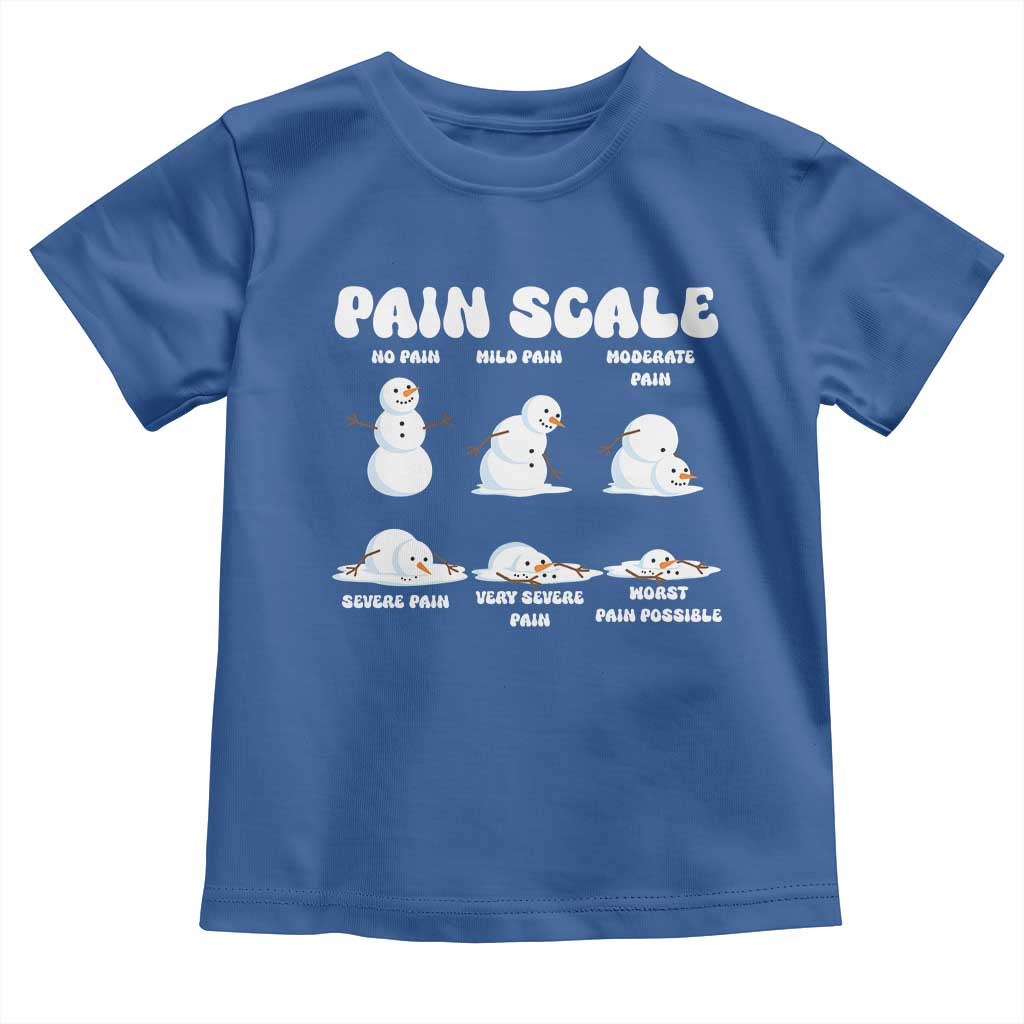 Funny Snowman Pain Scale Christmas Toddler T Shirt Melting Snowman Holiday Humor TS02 Royal Blue Print Your Wear