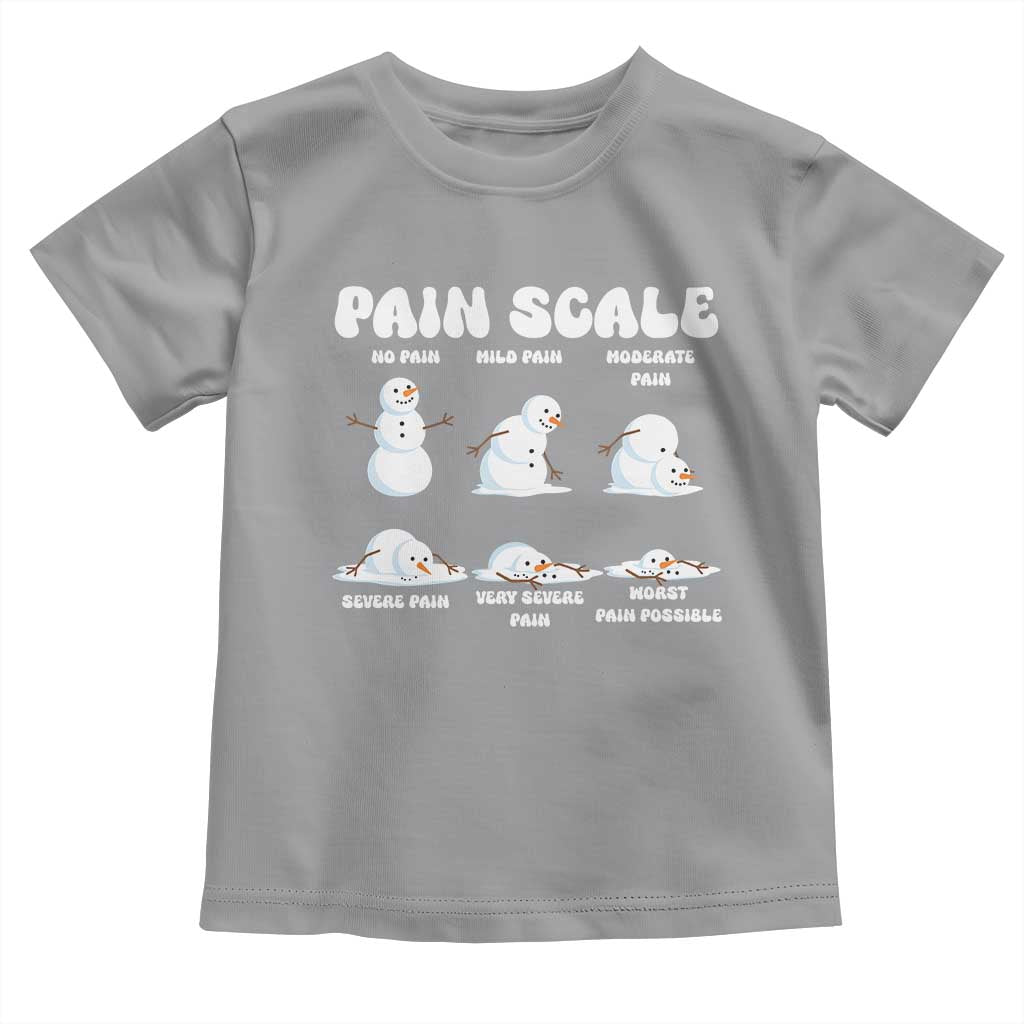 Funny Snowman Pain Scale Christmas Toddler T Shirt Melting Snowman Holiday Humor TS02 Sport Gray Print Your Wear