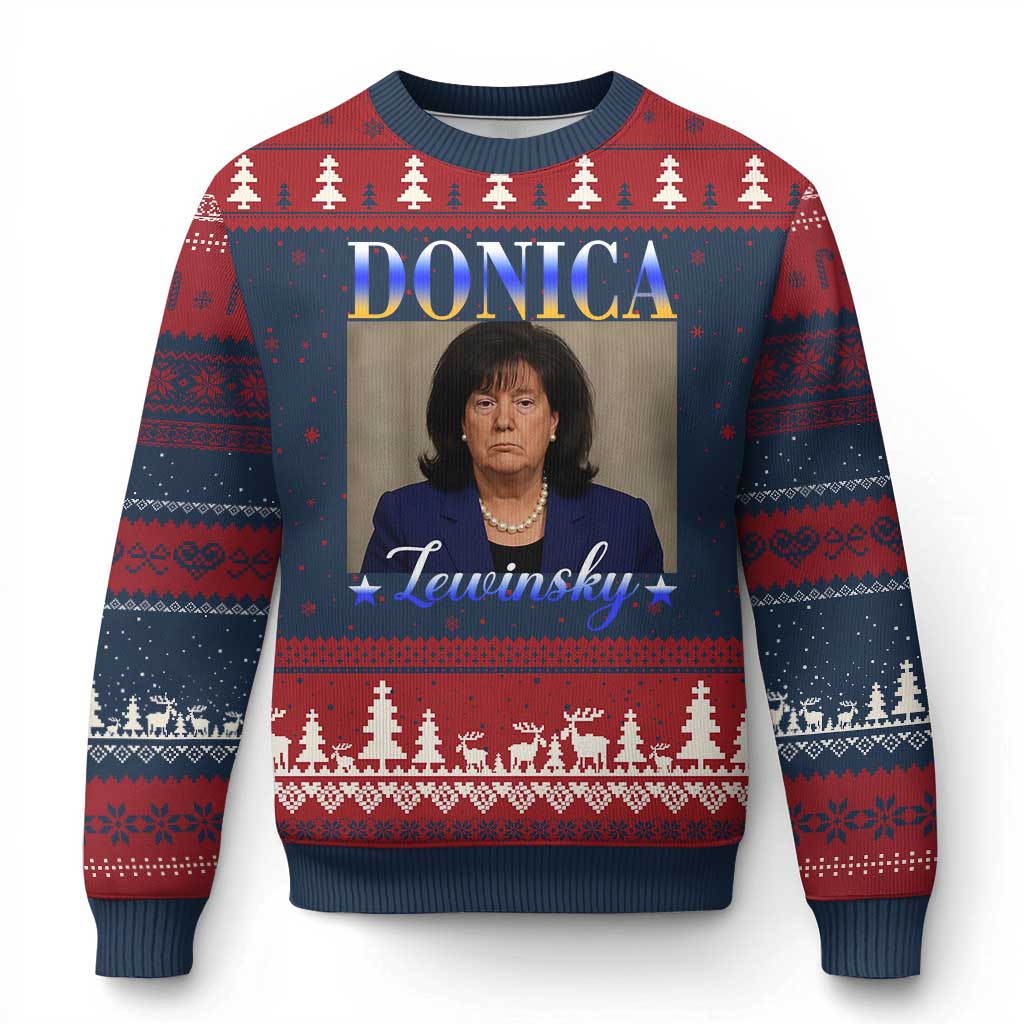 Donica Lewinsky Meme Ugly Christmas Sweater Viral Trump Parody Scandal Internet Humor TS02 Navy Red Print Your Wear