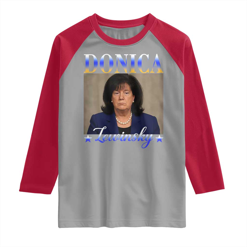 Donica Lewinsky Meme Raglan Shirt Viral Trump Parody Scandal Internet Humor TS02 Sport Gray Red Print Your Wear