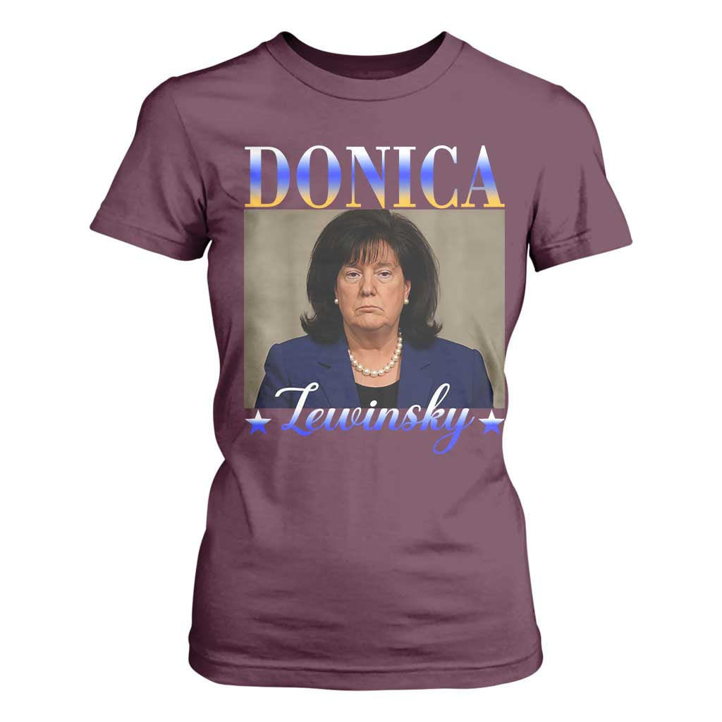Donica Lewinsky Meme T Shirt For Women Viral Trump Parody Scandal Internet Humor TS02 Maroon Print Your Wear