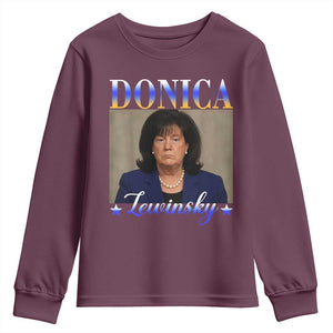 Donica Lewinsky Meme Youth Sweatshirt Viral Trump Parody Scandal Internet Humor TS02 Maroon Print Your Wear