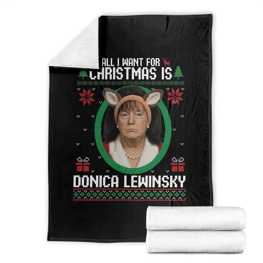 All I Want for Christmas Is Donica Lewinsky Throw Blanket Funny Holiday Trump Meme Political Roast Season TS02 Black Print Your Wear