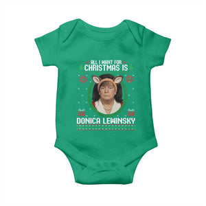 All I Want for Christmas Is Donica Lewinsky Baby Onesie Funny Holiday Trump Meme Political Roast Season TS02 Irish Green Print Your Wear