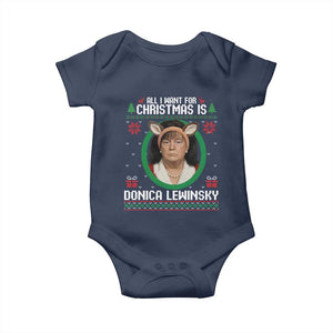 All I Want for Christmas Is Donica Lewinsky Baby Onesie Funny Holiday Trump Meme Political Roast Season TS02 Navy Print Your Wear