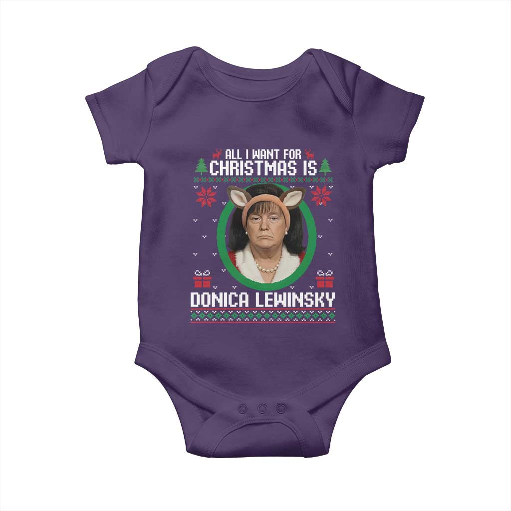 All I Want for Christmas Is Donica Lewinsky Baby Onesie Funny Holiday Trump Meme Political Roast Season TS02 Purple Print Your Wear