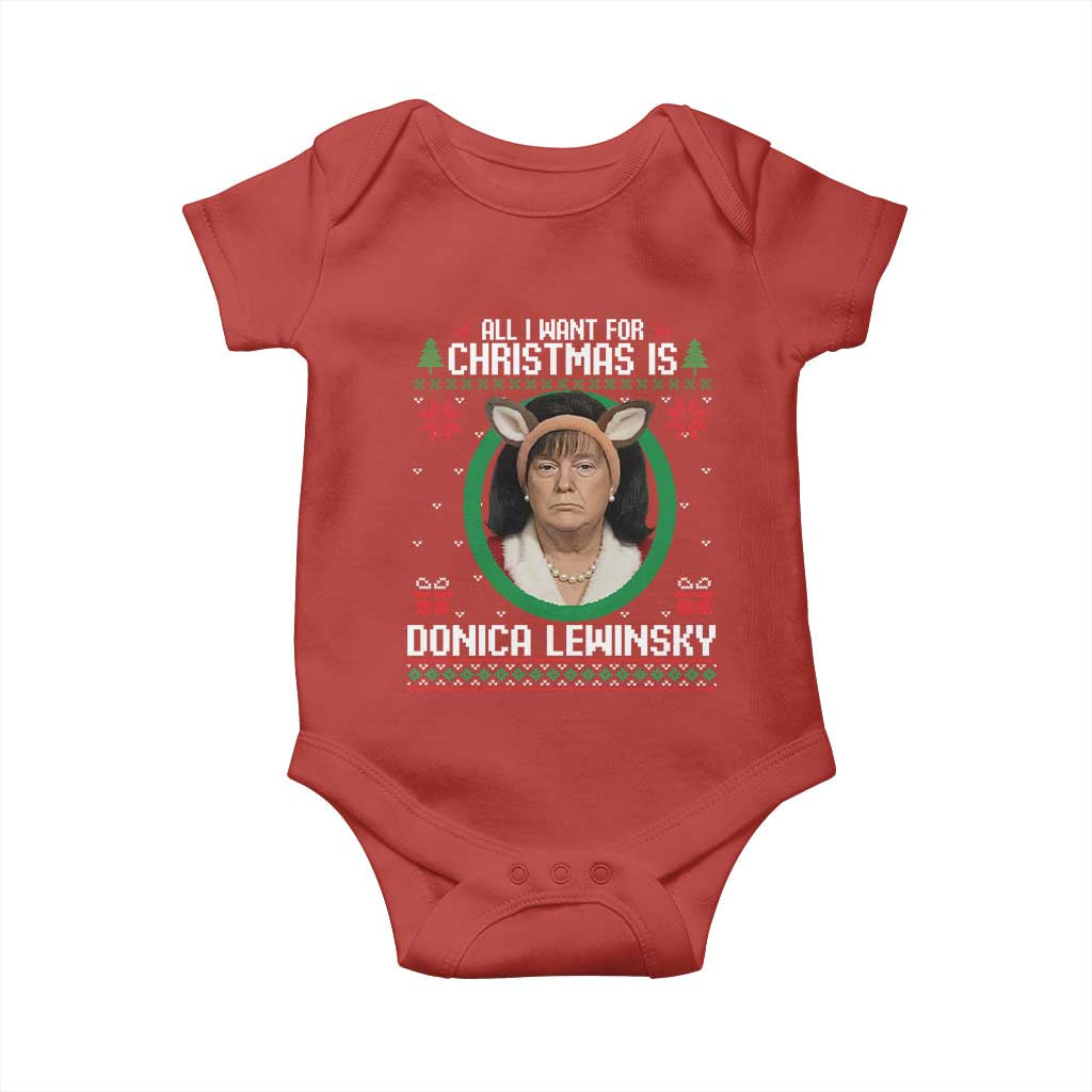 All I Want for Christmas Is Donica Lewinsky Baby Onesie Funny Holiday Trump Meme Political Roast Season TS02 Red Print Your Wear
