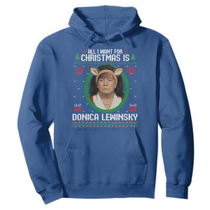 All I Want for Christmas Is Donica Lewinsky Hoodie Funny Holiday Trump Meme Political Roast Season TS02 Royal Blue Print Your Wear