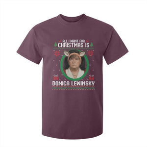 All I Want for Christmas Is Donica Lewinsky T Shirt For Kid Funny Holiday Trump Meme Political Roast Season TS02 Maroon Print Your Wear