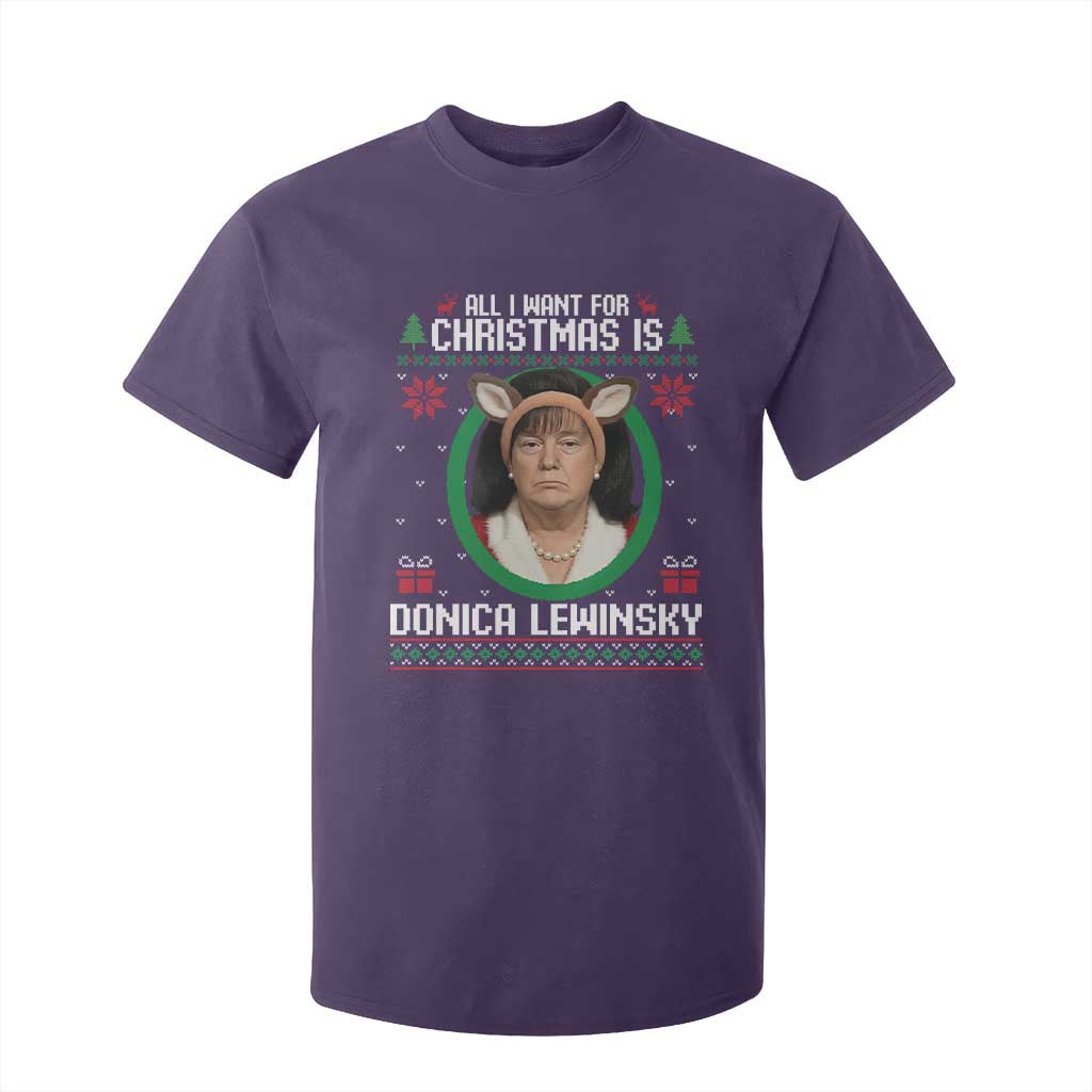 All I Want for Christmas Is Donica Lewinsky T Shirt For Kid Funny Holiday Trump Meme Political Roast Season TS02 Purple Print Your Wear