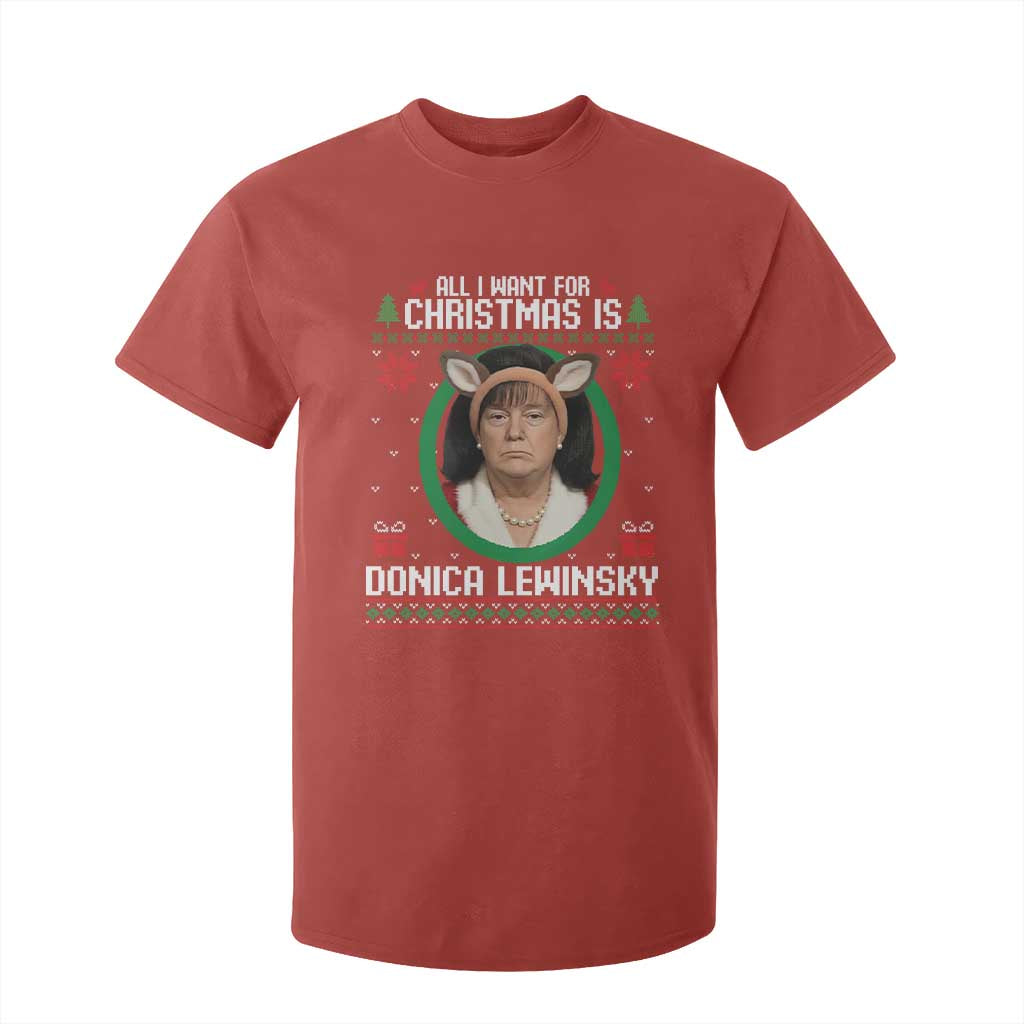 All I Want for Christmas Is Donica Lewinsky T Shirt For Kid Funny Holiday Trump Meme Political Roast Season TS02 Red Print Your Wear