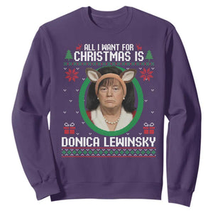 All I Want for Christmas Is Donica Lewinsky Sweatshirt Funny Holiday Trump Meme Political Roast Season TS02 Purple Print Your Wear