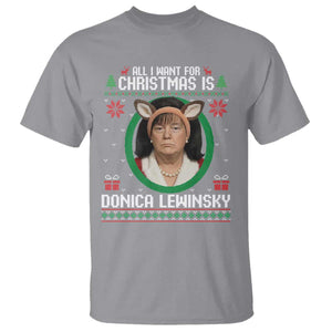 All I Want for Christmas Is Donica Lewinsky T Shirt Funny Holiday Trump Meme Political Roast Season TS02 Sport Gray Print Your Wear