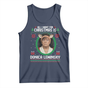 All I Want for Christmas Is Donica Lewinsky Tank Top Funny Holiday Trump Meme Political Roast Season TS02 Navy Print Your Wear