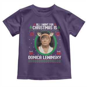 All I Want for Christmas Is Donica Lewinsky Toddler T Shirt Funny Holiday Trump Meme Political Roast Season TS02 Purple Print Your Wear