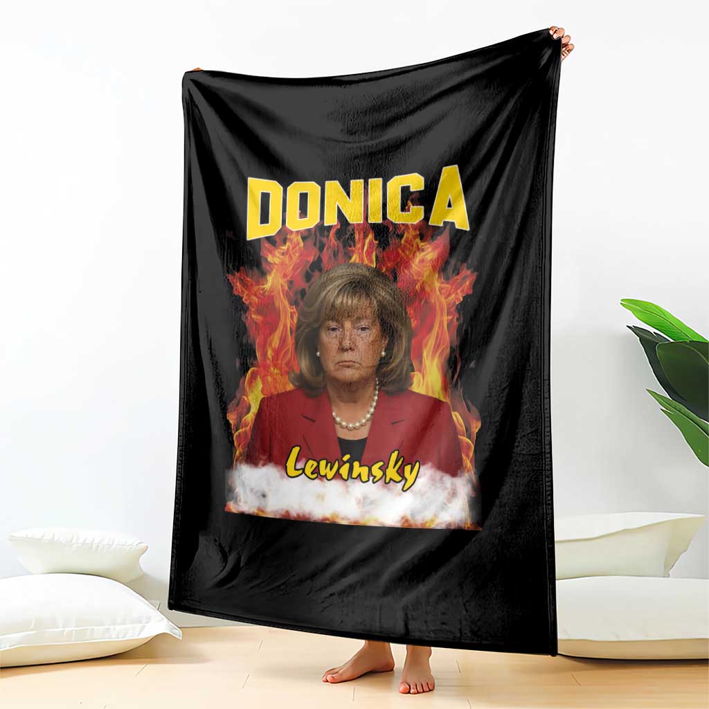 Donica Lewinsky Fire Trump Meme Throw Blanket Viral Scandal Parody Political Roast Vibes TS02 Print Your Wear