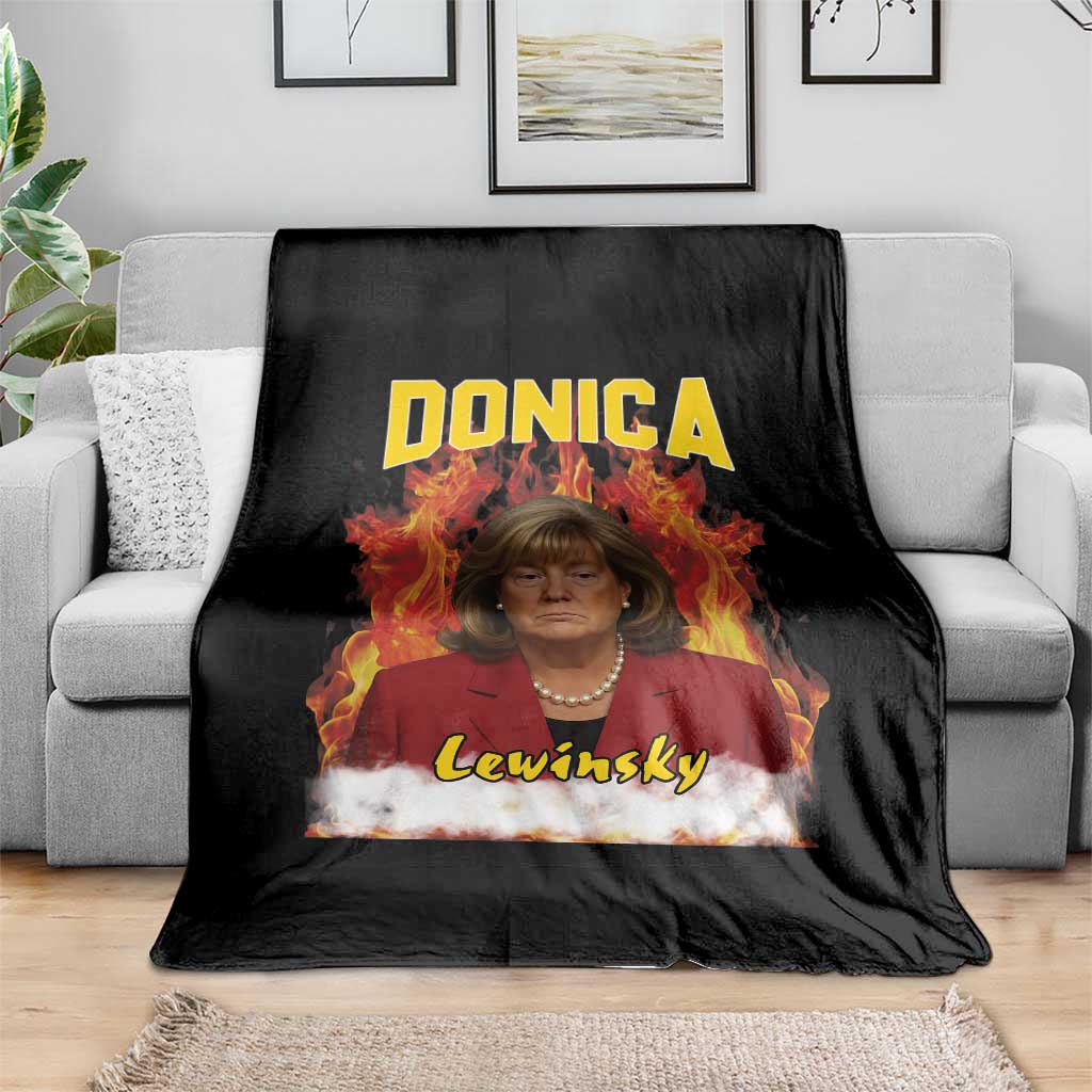 Donica Lewinsky Fire Trump Meme Throw Blanket Viral Scandal Parody Political Roast Vibes TS02 Print Your Wear