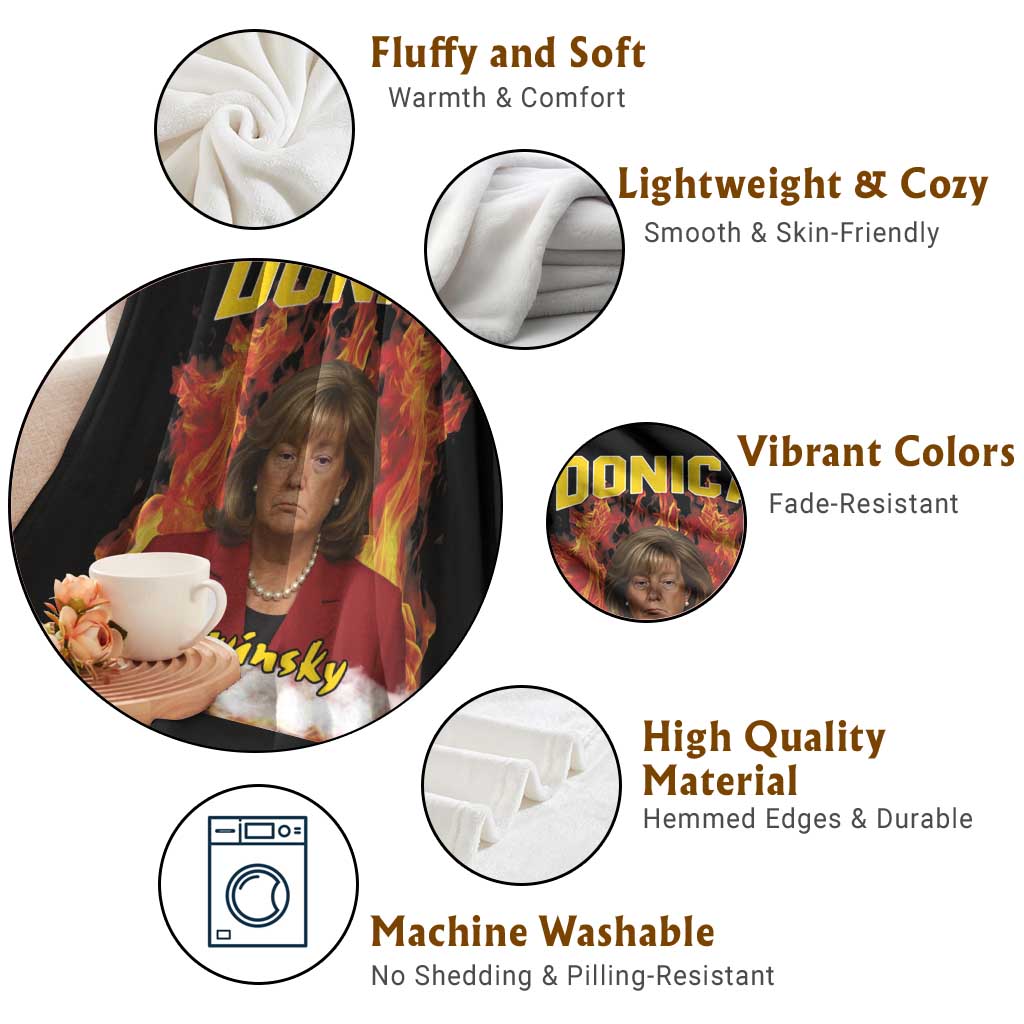 Donica Lewinsky Fire Trump Meme Throw Blanket Viral Scandal Parody Political Roast Vibes TS02 Print Your Wear