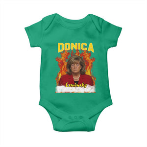 Donica Lewinsky Fire Trump Meme Baby Onesie Viral Scandal Parody Political Roast Vibes TS02 Irish Green Print Your Wear