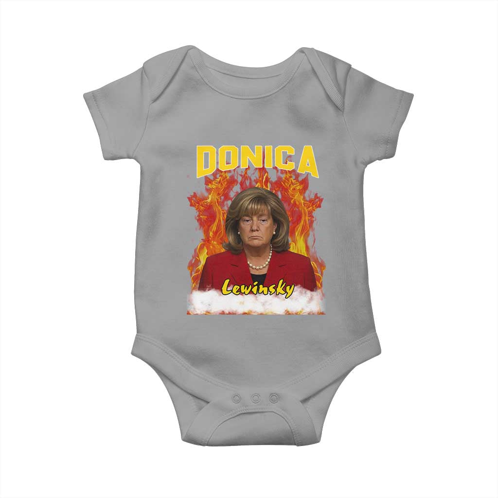 Donica Lewinsky Fire Trump Meme Baby Onesie Viral Scandal Parody Political Roast Vibes TS02 Sport Gray Print Your Wear