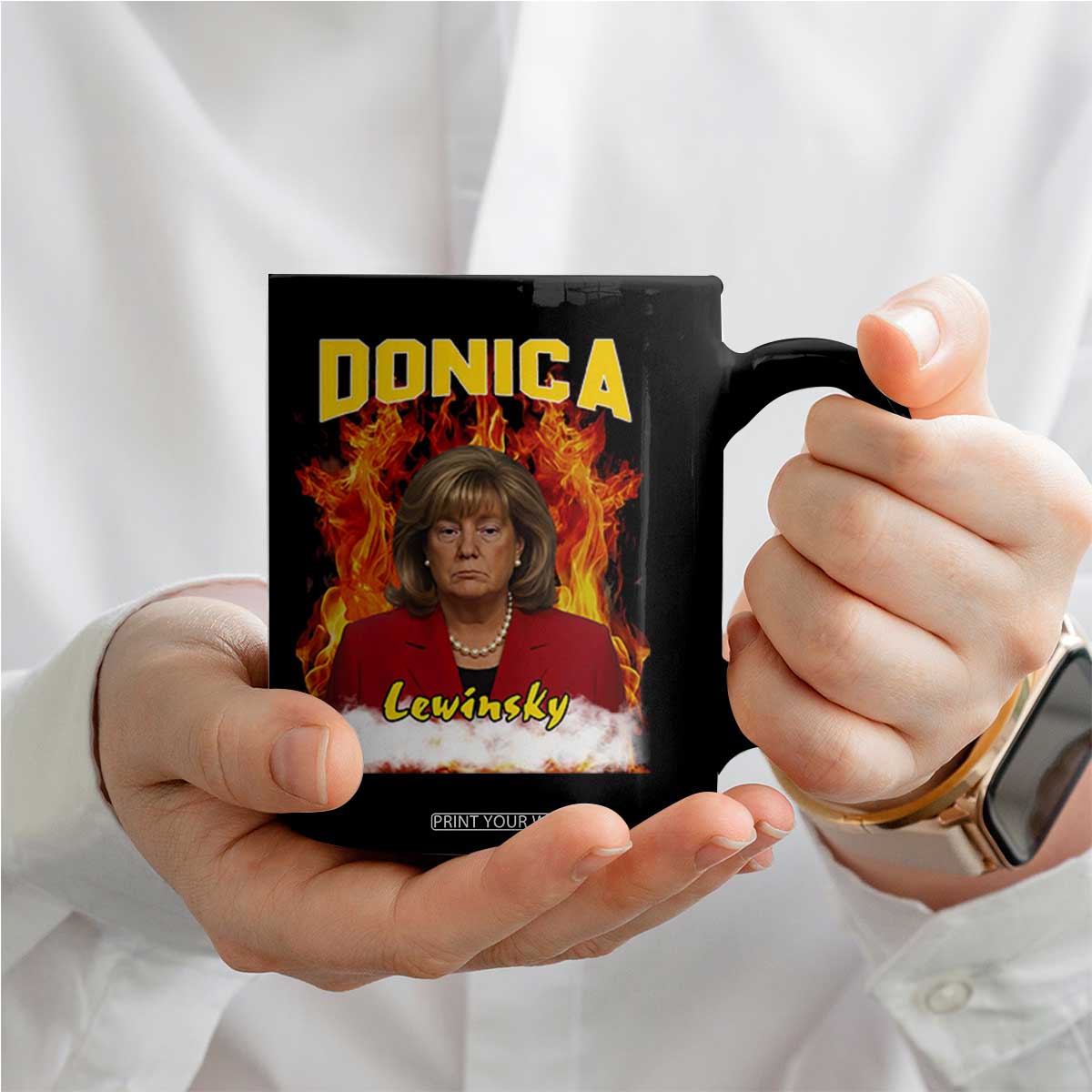 Donica Lewinsky Fire Trump Meme Coffee Mug Viral Scandal Parody Political Roast Vibes TS02 Print Your Wear