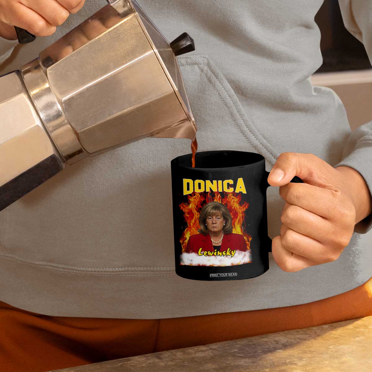 Donica Lewinsky Fire Trump Meme Coffee Mug Viral Scandal Parody Political Roast Vibes TS02 Print Your Wear