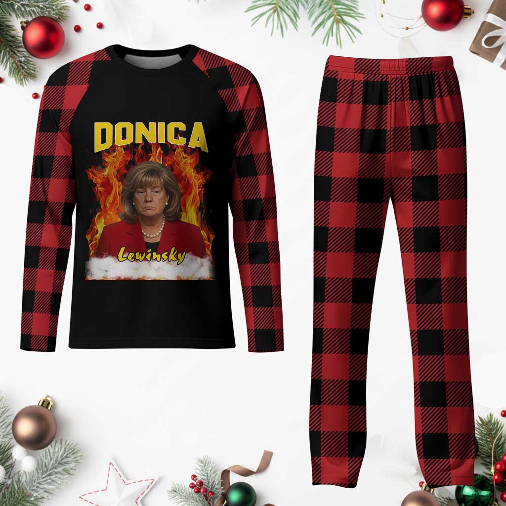 Donica Lewinsky Fire Trump Meme Plaid Pajama Set Viral Scandal Parody Political Roast Vibes TS02 Buffalo Plaid Print Your Wear