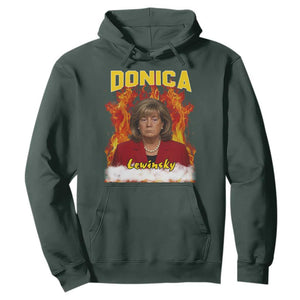 Donica Lewinsky Fire Trump Meme Hoodie Viral Scandal Parody Political Roast Vibes TS02 Dark Forest Green Print Your Wear
