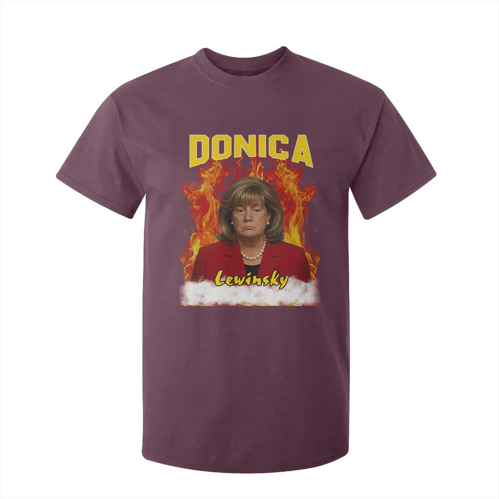 Donica Lewinsky Fire Trump Meme T Shirt For Kid Viral Scandal Parody Political Roast Vibes TS02 Maroon Print Your Wear