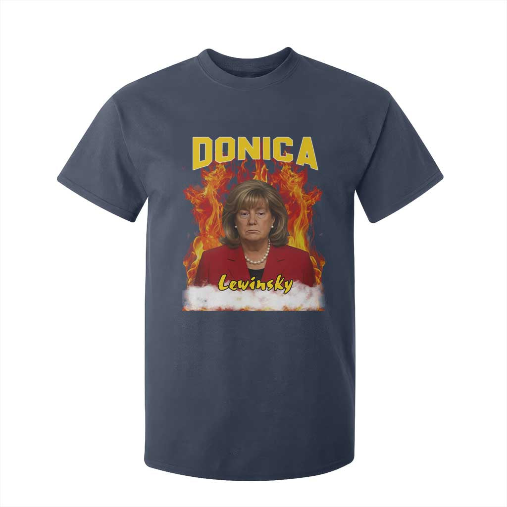 Donica Lewinsky Fire Trump Meme T Shirt For Kid Viral Scandal Parody Political Roast Vibes TS02 Navy Print Your Wear