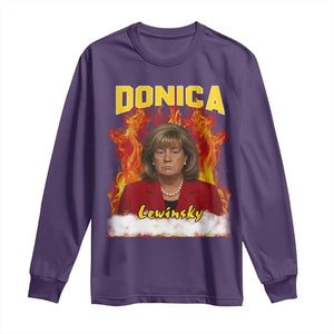Donica Lewinsky Fire Trump Meme Long Sleeve Shirt Viral Scandal Parody Political Roast Vibes TS02 Purple Print Your Wear