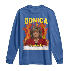 Donica Lewinsky Fire Trump Meme Long Sleeve Shirt Viral Scandal Parody Political Roast Vibes TS02 Royal Blue Print Your Wear