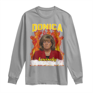 Donica Lewinsky Fire Trump Meme Long Sleeve Shirt Viral Scandal Parody Political Roast Vibes TS02 Sport Gray Print Your Wear